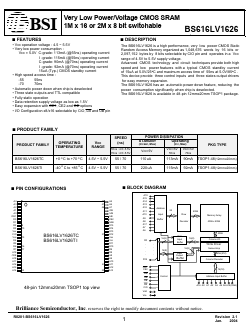 BS616LV1626 Datasheet PDF Brilliance Semiconductor