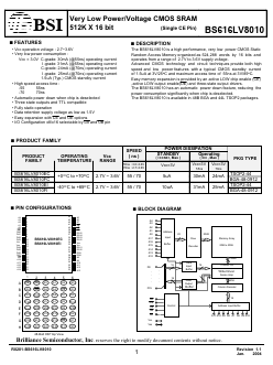 BS616LV8010FIG-70 Datasheet PDF Brilliance Semiconductor