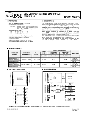 BS62LV2005TC Datasheet PDF Brilliance Semiconductor