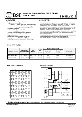 BS616LV8015BC Datasheet PDF Brilliance Semiconductor