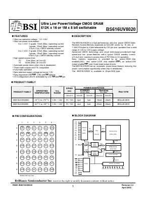 BS616UV8020BI Datasheet PDF Brilliance Semiconductor