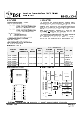 BS62LV2000STI-10 Datasheet PDF Brilliance Semiconductor