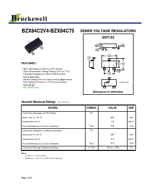 BZX84C36 Datasheet PDF Bruckewell Technology LTD