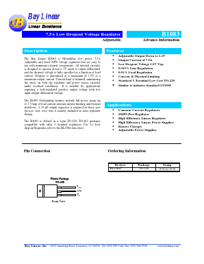 BL1084T-ADJ Datasheet PDF Bay Linear