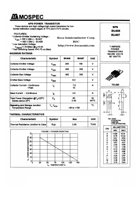 BU406 Datasheet PDF Boca Semiconductor