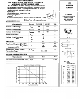 MJ10006 Datasheet PDF Boca Semiconductor