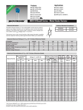 MOV-07D301KTR Datasheet PDF Bourns, Inc