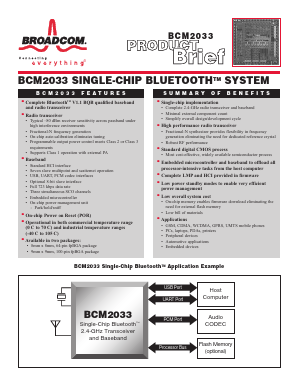 BCM2033 Datasheet PDF Broadcom Corporation