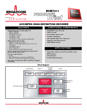 BCM7411 Datasheet PDF Broadcom Corporation