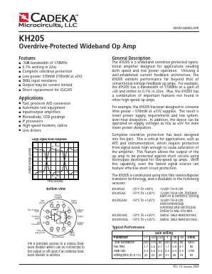 KH205 Datasheet PDF Cadeka Microcircuits LLC.