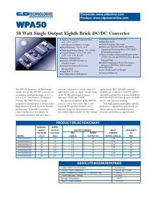 WPA50 Datasheet PDF C AND D TECHNOLOGIES