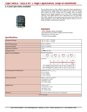 382LX333M200N052V Datasheet PDF Cornell Dubilier Electronics