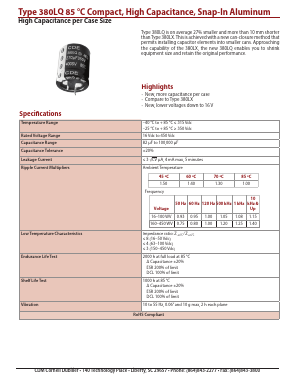 380LQ221M450H452 Datasheet PDF Cornell Dubilier Electronics