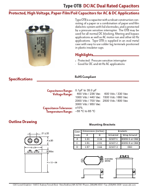 OTBF504KNPIR-F Datasheet PDF Cornell Dubilier Electronics