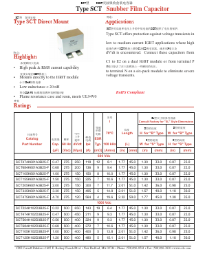 SCT335K601A3B25-F Datasheet PDF Cornell Dubilier Electronics