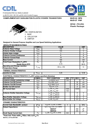 MJD122 Datasheet PDF Continental Device India Limited