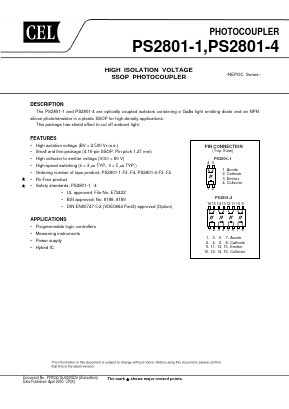 PS2801-4 Datasheet PDF California Eastern Laboratories.