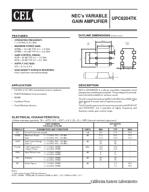 UPC8204TK-E2-A Datasheet PDF California Eastern Laboratories.