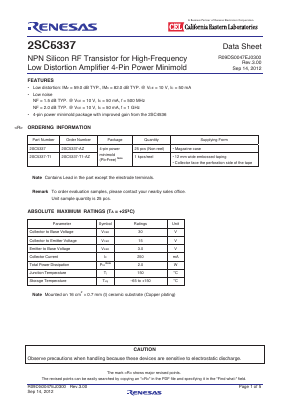 2SC5337-T1-AZ Datasheet PDF California Eastern Laboratories.