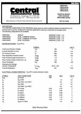 CMPD3003C Datasheet PDF Central Semiconductor Corp