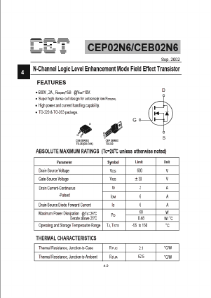 CEP02N6 Datasheet PDF Chino-Excel Technology