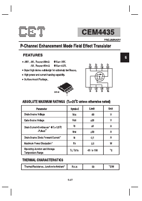 CEM4435 Datasheet PDF Chino-Excel Technology