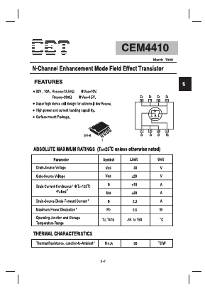 CEM4410 Datasheet PDF Chino-Excel Technology
