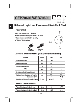 CEP7060L Datasheet PDF Chino-Excel Technology