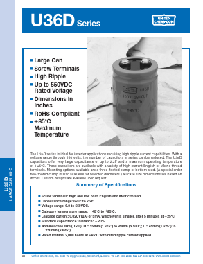 E36D501HPN222ME92M Datasheet PDF United Chemi-Con, Inc.