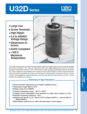 E32D350HPN334MED0M Datasheet PDF United Chemi-Con, Inc.