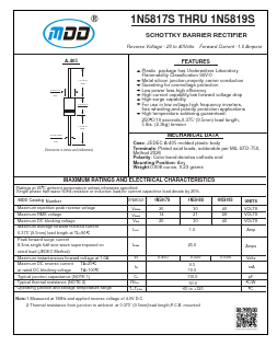 1N5819S Datasheet PDF Jiangsu Yutai Electronics Co., Ltd