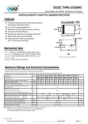 SS33C Datasheet PDF Jiangsu Yutai Electronics Co., Ltd