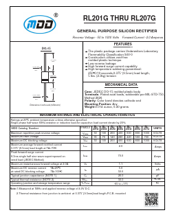 RL201G Datasheet PDF Jiangsu Yutai Electronics Co., Ltd