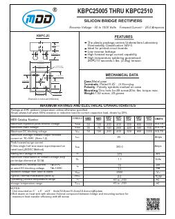 KBPC2510 Datasheet PDF Jiangsu Yutai Electronics Co., Ltd