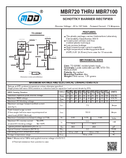 MBR720 Datasheet PDF Jiangsu Yutai Electronics Co., Ltd