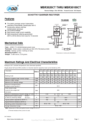 MBR3040CT Datasheet PDF Jiangsu Yutai Electronics Co., Ltd