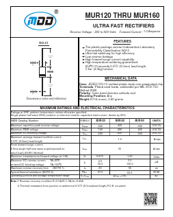 MUR120 Datasheet PDF Jiangsu Yutai Electronics Co., Ltd
