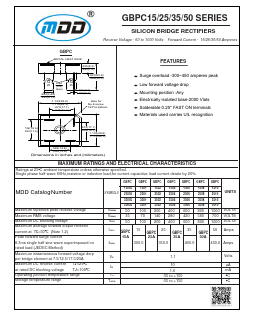 GBPC50 Datasheet PDF Jiangsu Yutai Electronics Co., Ltd