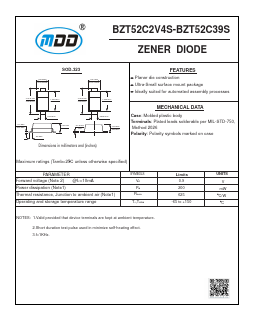BZT52C11S Datasheet PDF Jiangsu Yutai Electronics Co., Ltd