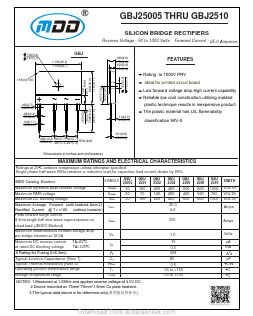 GBJ2510 Datasheet PDF Jiangsu Yutai Electronics Co., Ltd