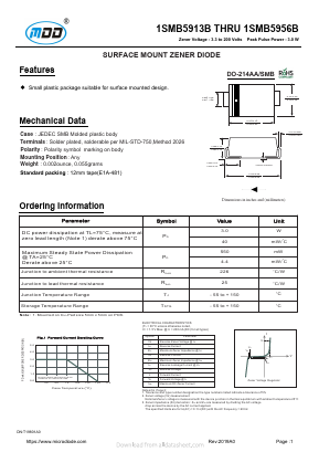 1SMB5953B Datasheet PDF Jiangsu Yutai Electronics Co., Ltd