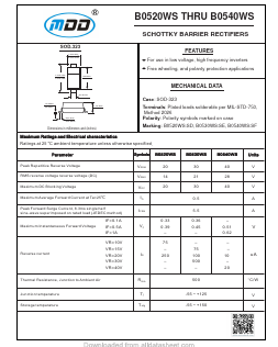B0540WS Datasheet PDF Jiangsu Yutai Electronics Co., Ltd