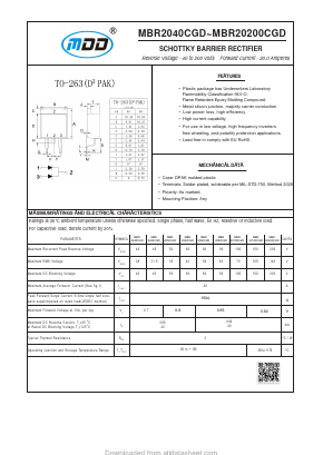 MBR20150CGD Datasheet PDF Jiangsu Yutai Electronics Co., Ltd