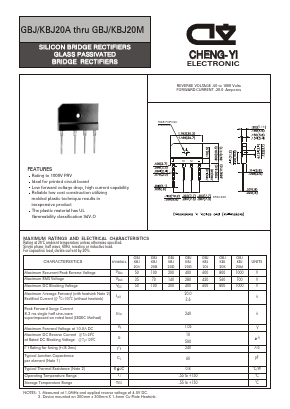 KBJ20A Datasheet PDF CHENG-YI ELECTRONIC CO., LTD.