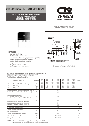 KBJ25J Datasheet PDF CHENG-YI ELECTRONIC CO., LTD.