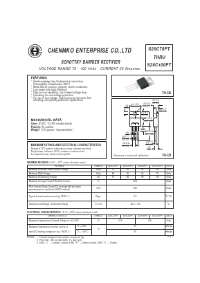 S20C80PT Datasheet PDF CHENMKO CO., LTD.
