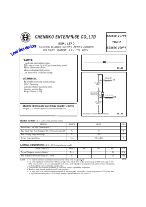 BZX85C180PT Datasheet PDF CHENMKO CO., LTD.