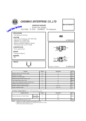 BAS70WSPT Datasheet PDF CHENMKO CO., LTD.