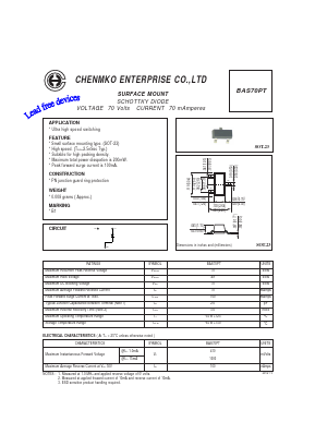 BAS70PT Datasheet PDF CHENMKO CO., LTD.