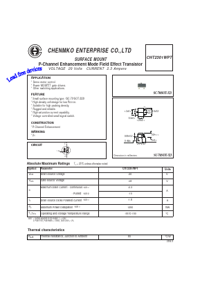 CHT2301WPT Datasheet PDF CHENMKO CO., LTD.